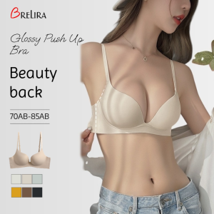 【SingaBralette】 Glossy Push Up Bra Small Chest Gathering Seamless Wireless Beautiful Back Half Cup ​​Bra​​ Ladies Lingerie光面無鋼圈內衣
