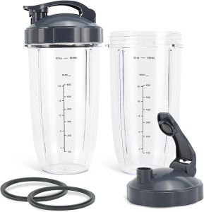 2-Pack Blender Replacement Cups 24 oz for Original NutriBullet Pro 900w/ 600w Extractor Blade Juicer Parts with 2 Flip Top To Go Lids