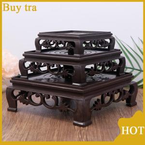 [Buytra] Sâu Màu Nâu Khắc Bằng Gỗ Nhìn Nhựa Cơ Sở Khay Lọ Hoa Chủ Vòng Vuông Đa Chức Năng Ấm Trà Bình Cá Tank Cơ Sở