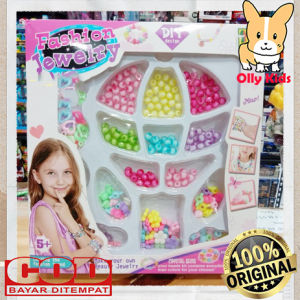 OLLYKIDS MA17 DIY Aksesoris Anak Perempuan Set Kotak Manik-Manik untuk Merangkai Gelang Kalung