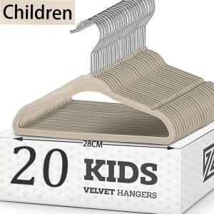50pcs Kids Velvet Hangers 28cm Rose silver Hook Premium Durable Space Saving Ultra Thin Non-Slip Velvet Hangers For Childrens Skirt Dress Pants