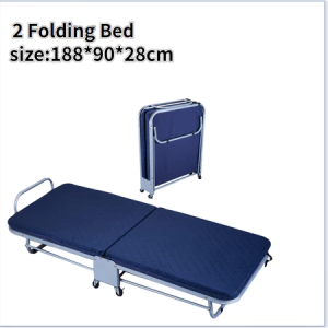 Portable Folding Bed Single Bed 2-Fold Modern Metal Folding Camping Sleeping Bed with Mattress and Adjustable Backrest Folding Bed Couch for Home/Camping/Travel 折叠床