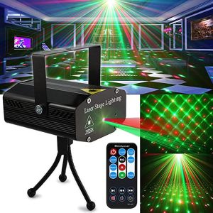Angelila LED Party lights Strobe Stage Laser Lights Disco DJ Lights Sound Activated with Remote Control Projection Effect for Karaoke KTV Club Parties Wedding Bar Festivals Stage Birthday Dancing Christmas