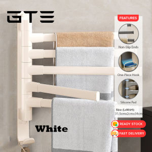 ViRYN Rotating 5 Layer Rod Towel Hanger Bar Rack Hook Wall Mount Hand Cloth Toilet Bathroom Rak Tuala Berputar