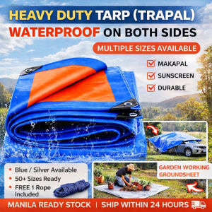 Heavy Duty Waterproof Tarp Trapal Double Sided Blue Silver Makapal Free Rope Manila Ready Stock
