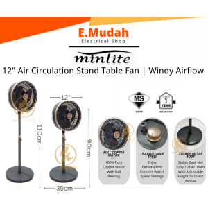 New Homelux DAWA 12" Stand Fan Kipas Berdiri | Adjustable height | Powerful 75W 110W motor | HSF-112PW DWCF12