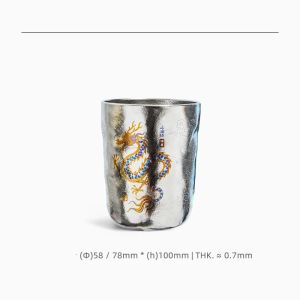 xpkQ 300ML 85g Pure Titanium Coffee Cup Chinese Dragon and Phoenix Pattern Titanium Water Cup Japanese Style Teacup 3H4K8