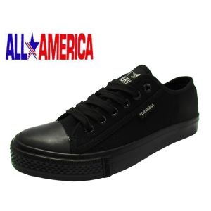 3337 All America Laces School Black Shoe Kasut Sekolah Hitam Tali Canvas