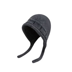 SH Solid Color Winter Knitted Hat Plush Anti-cold Ear Protection Hat Casual Thickened Warm Beanie Hat Women