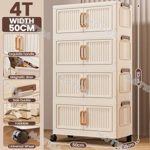 【24 Hours Shipped】Transparent Storage cabinet Lockers With Wheels Clothing storage box cabinet Kitchen storage cabinet Toy storage cabinet Enclosed storage cabinet Dust proof storage cabinet