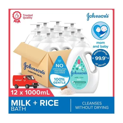 Johnsons Baby Milk + Rice Bath 1L (Bundle of 12)