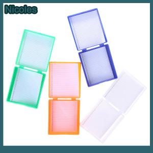[Nicoles] กล้องจุลทรรศน์พลาสติก4สีกล่องสไลด์แก้ว25ชิ้นที่เก็บของชิ้นทางชีวภาพสำหรับเตรียมสไลด์กล้องจุลทรรศน์