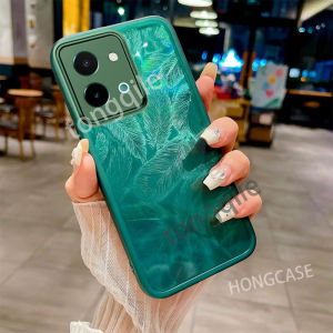 เคสสำหรับ VIVO Y28 4กรัม VIVOY28 Y 28 2024เคสซิลิโคน TPU นิ่มปกป้องเลนส์กล้องถ่ายรูปกลิตเตอร์มีความยืดหยุ่นลายขนนกด้านหลังเคสกันกระแทกมือถือ