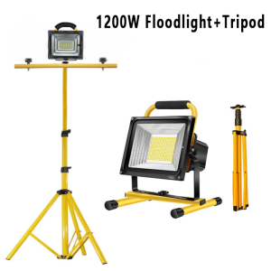 1200W Wireless Outdoor Lighting with Tripod Portable Flood Light with Stand Emergency Tower Lights Stand Light for Construction Working Light Camping Light with Remote Control