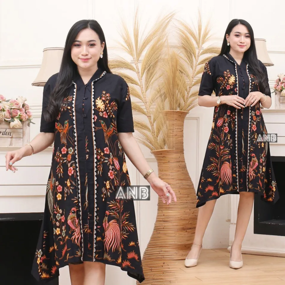 DRESS BATIK MODERN MODEL TERBARU 2023 UKURAN JUMBO LD 120 LD 130 BAJU CANTIK dan ELEGAN