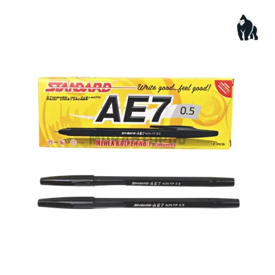 Pulpen Standard AE7 / Ballpoint Bolpen Pen Hitam Biru Merah - [1 BOX isi 12 PCS]