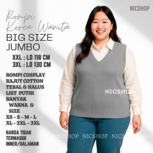Outer Kantor Vest Rompi Rajut Jumbo Wanita / Sweater Rompi Kantor Rajut Tebal Inna 3XL Vest  - NIC