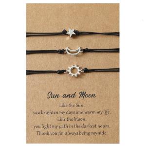 3Pcs Friend Bracelet European and American for Creative Alloy for Sun Moon Star Circle Woven Bracelet Fashion Jewel