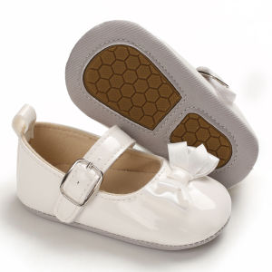 Antislip Rubber sole baby shoes girls princess shoes for Christening white baptismal prewalker 0-18M