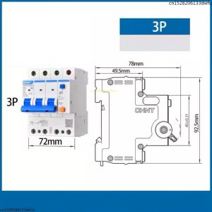 CHINT Type D NXBLE-63YH 1P+N 2P 3P 3P+N 4P 30MA RCBO Residual Current Circuit Breaker With Overload Protection 16A Curve