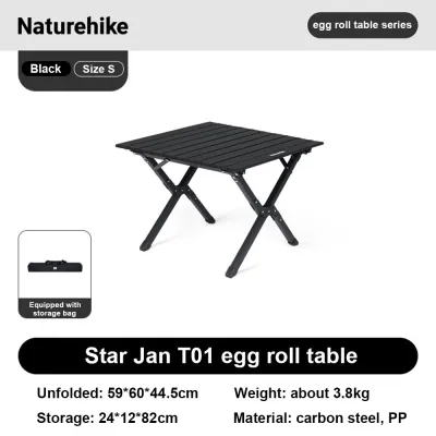 Naturehike Outdoor Star Jane T01 Egg Roll Table Camping Folding Table Portable Easy To Clean Tabletop Picnic Table