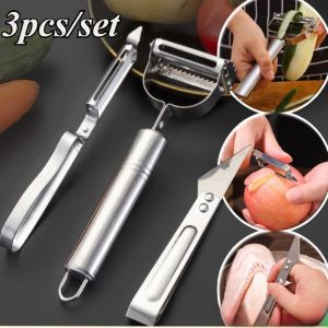 3pcs/set Stainless Steel Vegetable Fruit Peeler Potato Carrot Peeling Wire Planer DoubleHead Tweezer