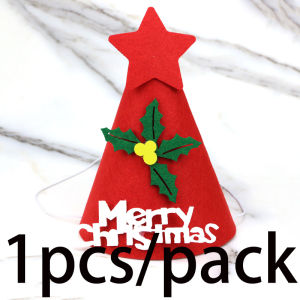 หมวกสักหลาดสำหรับปาร์ตี้การ์ตูนหมวกคริสต์มาสขนาด17*12ซม. ของตกแต่งวันหยุดหมวกผ้าใยสังเคราะห์กราฟฟิตี้ผ้า DIY แบบไม่ถักทอ