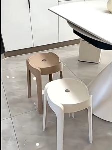 [Singapore Stock] Stackable Plastic Stool Chair  Non-Slip Thickened PP  Durable Seating for Home Kitchen Office  Multi-Color