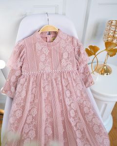 GAMIS PESTA BROKAT ANAK PEREMPUAN USIA 2-9 TAHUN AQILA DRESS KIDS LEBARAN 2025 BAHAN BROKAT MALIKA FULL PURING