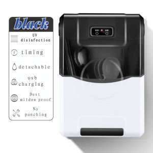 TT HAPPY 筷子消毒收纳盒 Kitchen Smart Tableware Sterilizer Rack Multi-function Wall Mounted Chopsticks Cutlery Organizer Chopstick Storage Spoon Fork Cutlery Storage Holder UV Anti Bacterial Dust-proof Holder Kitchen Organizer