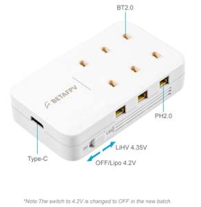 BetaFPV 6 Ports 1S Battery Charger & Adapter for PH2.0 and BT connectors