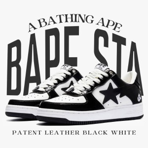 Chunky Classic OG Bape Sta Patent Leather "Black White" Classic Casual Sneakers for Men and Women