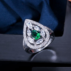 SEQUITO เครื่องประดับแฮนด์เมด AAA ลูกบาศก์ Zircon หลากสีคริสตัลหินรูปทรงหยดน้ำกลวงในชีวิตประจำวันปาร์ตี้หวานแหวนใส่นิ้วอุปกรณ์เสริมชุด SR127