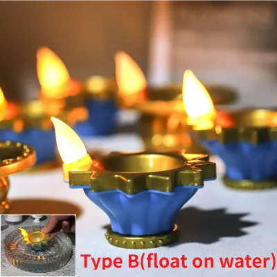 2023 New Deepavali Decorative Items Diwali Simulation LED Candle Lamp Deepavali Decorative Candle Small Floating Decorations Oil Lamp