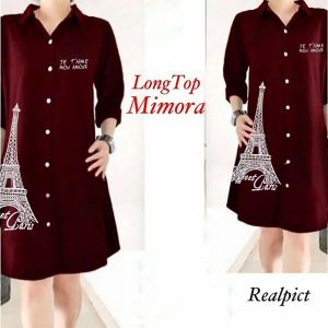 MRSBAJU - KEMEJA WANITA / KEMEJA MURAH / KEMEJA TERBARU / KEMEJA KANTOR - RM LONGTOP MIMORA