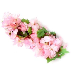 2.3M Artificial Cherry Blossoms Rattan Wedding Arch Decor Vine Fake Plant Wreath Hanging Vine Simulation Silk Flowers Home Party Decor
