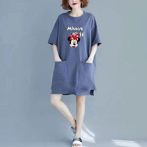 Maternity Dress Pregnant Korean Style Plus Size New Casual Fat Mm Pregnant Women Dress Loose Slim Mid Length Pregnancy Dress For Women Casual Pregnant Dress