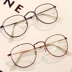 Vintage Metal Round Frame Glasses for Men and Women - Gold Frame - European American Art Fashion Trend - Large Frame - Flat Lens - Nose Bridge Width 20mm - Arm Length 140mm - Lens Width 48mm - Lens Height 42mm - Total Frame Width 132mm