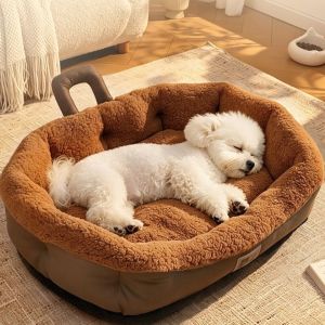 PWD0442 Soft Skin-Friendly Oval Plush Pet Bed Thickened Comfortable Pet Sofa Bed Universal Warm Snuggle Cat Nest Indoor