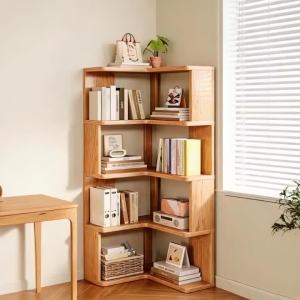 xpkQ Corner Wooden Bookcases Simple Floor-standing Bookcases Large Multi-layer L-shaped Book Shelf Modern Living Room Furniture 2Z6B7