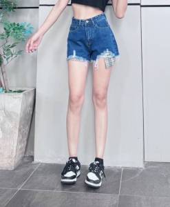 Chanchin พร้อมส่ง กางเกงยีนส์ขาสั้น ผู้หญิง เอวสูง โชว์กระเป๋า ใส่เล่นสงกรานต์แบบเริ่ดๆ Jean S-XL