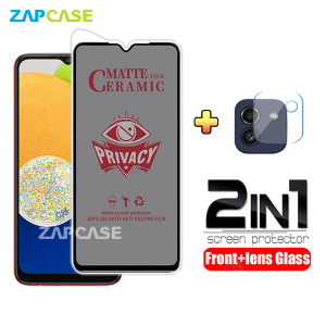 PAKET 2in1 Anti Gores Layar Privacy Samsung A03 Free Tempered Glass Camera Lens
