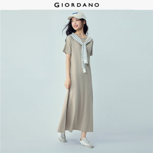 Giordano Women Exposed seam crewneck raglan sleeve maxi dress Free Shipping 05466464