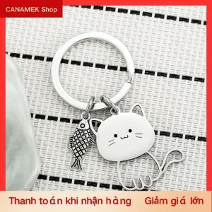 CS Phim hoạt hình vui nhộn mèo cá Keychain vài người yêu thích thép không gỉ Keyring đáng yêu Mặt dây chuyền Móc Chìa Khóa Ngày Valentine quà tặng trang sức