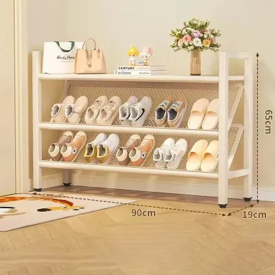 Modern Coat Rack Shoe Rack With Storage Shelf Freestanding with 5 Hooks Vertical Metal Shoe Rack with Open StorageSpace-Saving Corner Shoe Organizer for Small Spaces Entryways