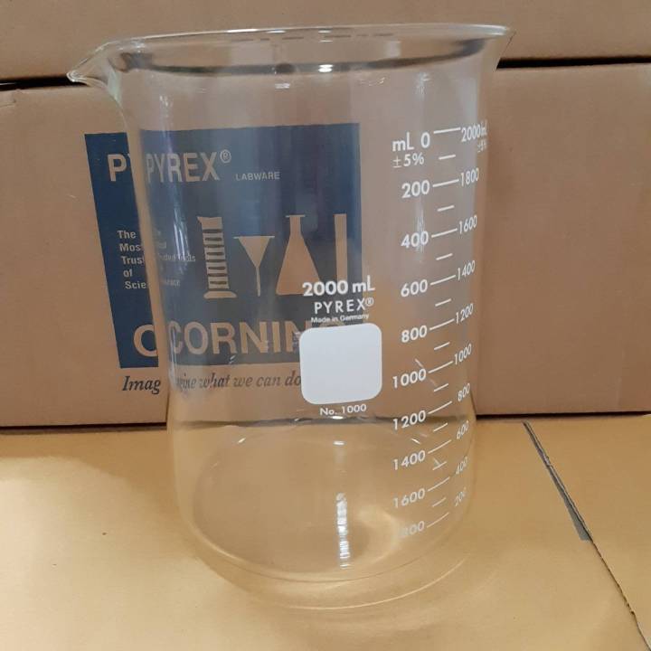 บีกเกอร์แก้ว Pyrex เยอรมัน 2000ml บิกเกอร์แก้ว ลิตร