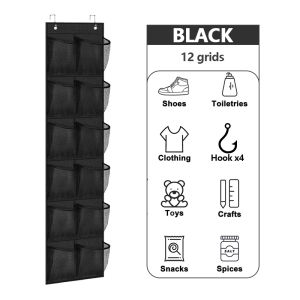 24 Pockets Over the Door Hanging Shoe Organizer Rack Shoe Storage Hanging Bag Wall Mounted Mesh Shoe Holder Bag for Door