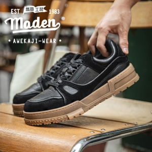 MADEN brand dirty board shoes mens 2025 new winter thick soled sports and leisure shoes patchwork retro distressed small black shoes