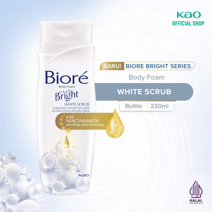 Biore Bright Body Foam White Scrub Botol 220ml