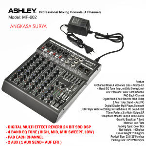 Mixer Ashley MF602 Original / Mixer Audio Ashley MF 602 Original / Mixer 6 Channel Reverb 99 Dsp